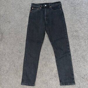 LEVI'S BIG E 501S - Skinny - Black & Gray Pin Stripe Denim Jeans - W28 L28